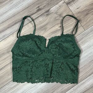 Victoria's Secret PINK • Dark Green Lace Crop Camisole/Bralette • Size XS